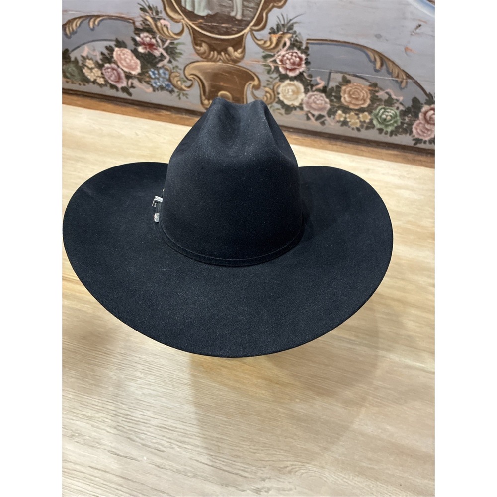 Serratelli Hat Company 10X Beaver Black Cowboy Hat Long Oval Size 7 1/8 VTG